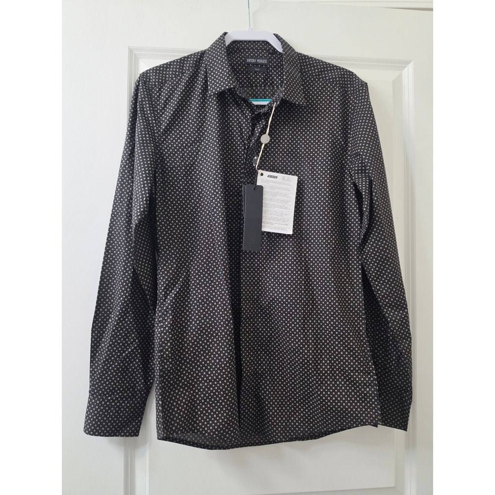 Antony Morato Mens Slim Fit Cotton Geometric Print Shirt Wood 48 M